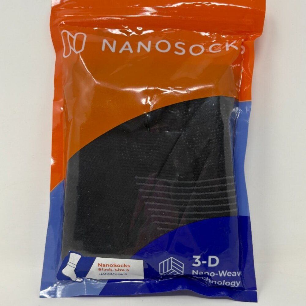 Nanosocks 3D Nano-Weave Technology Nanomx-BK-3 BLACK Size 3